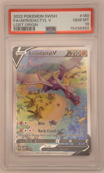 Pokemon SWSH Lost Origin - Aerodactyl V 180 PSA 10