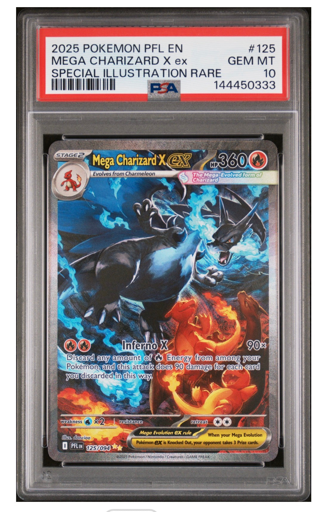 2025 POKEMON PFL EN-PHANTASMAL FLAMES #125 MEGA CHARIZARD X EX SPECIAL ILLUSTRATION RARE PSA 10